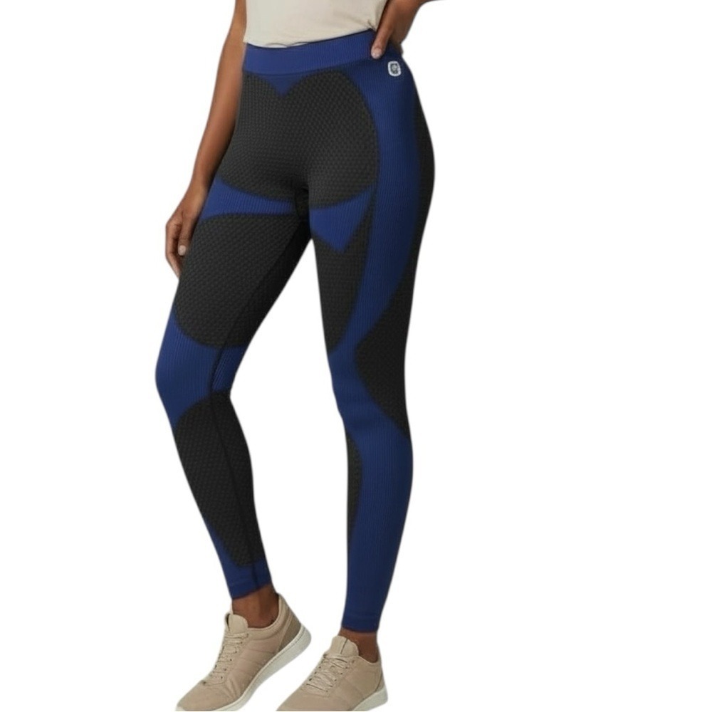 Fashion Nova Black and Blue Textured Leggings‎ Median. (M).